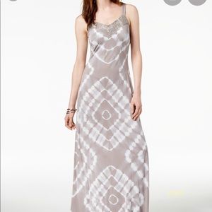 INC International Concepts Macy’s Womens Petite Medium Tie Dyed Maxi Dress Taupe